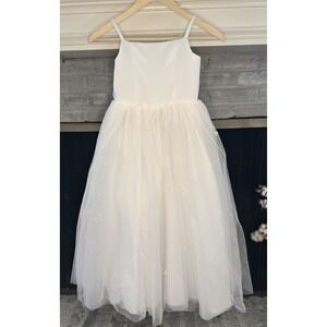 Alfred Angelo Girl's White Satin & Tulle Special Occasion Flower Girl‎ Dress 7/8